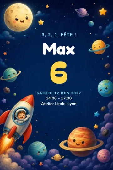 Invitation avec le modèle Voyage spatial