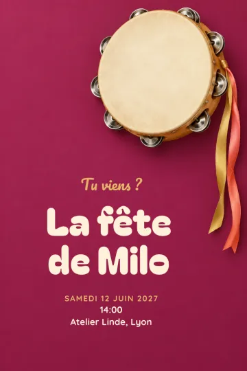 Invitation avec le modèle Fête tambourin