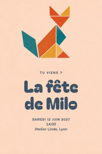 Invitation avec le modèle Renard tangram