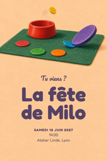 Invitation avec le modèle Un bond vers le gobelet