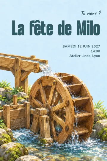 Invitation avec le modèle Atelier roue à eau