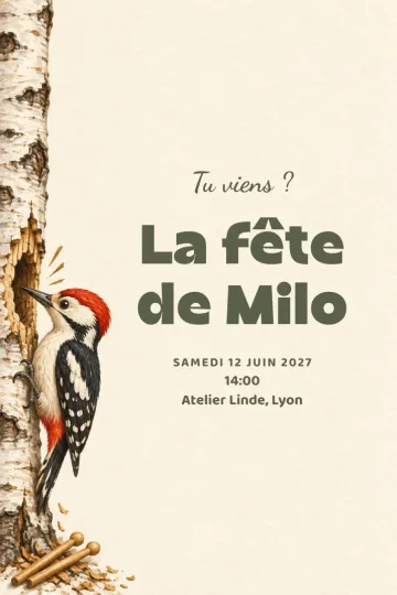 Invitation avec le modèle Tambour du pic