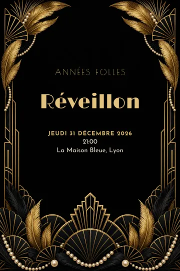 Invitation avec le modèle Nouvel An années folles