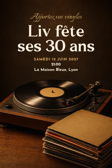 Invitation avec le modèle Vinyle après minuit