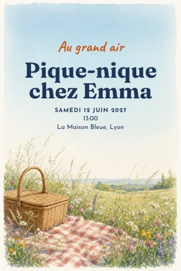 Invitation avec le modèle Pique-nique
