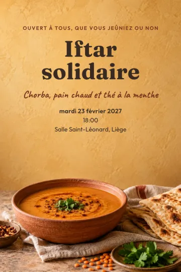 Invitation Fêtes de l’année, modèle Soupe de lentilles et pain