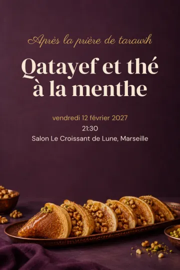 Invitation Fêtes de l’année, modèle Qatayef après tarawih