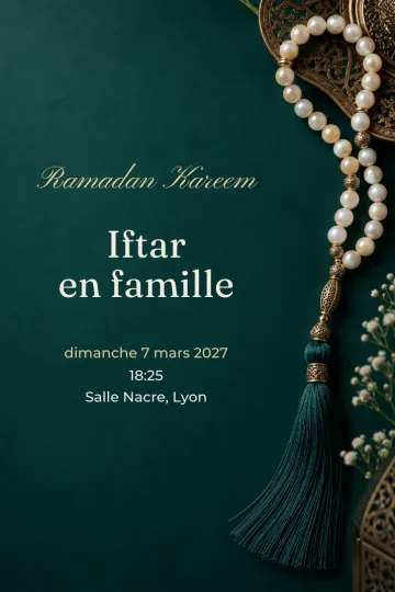 Invitation Fêtes de l’année, modèle Tasbih en nacre