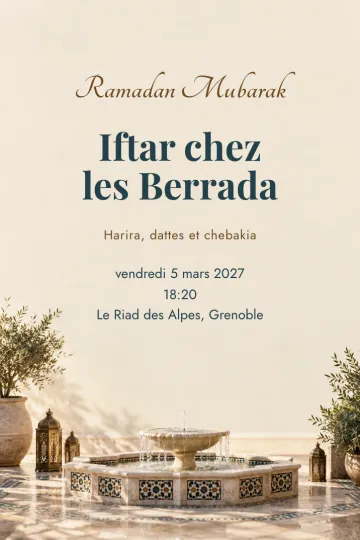 Invitation Fêtes de l’année, modèle Fontaine du riad