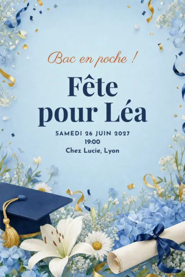 Invitation avec le modèle Résultats du bac