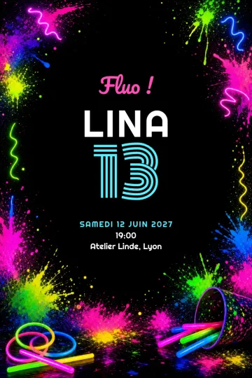 Invitation avec le modèle Soirée fluo
