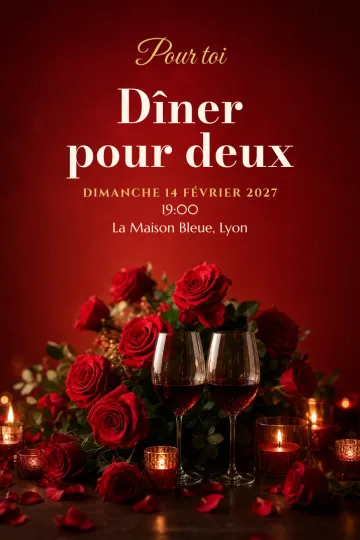 Invitation avec le modèle Dîner de la Saint-Valentin