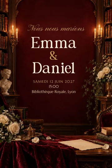 Invitation avec le modèle Bibliothèque baroque