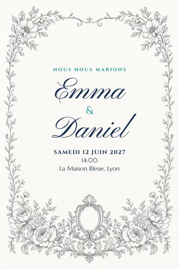 Invitation avec le modèle Noir et blanc classique