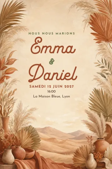 Invitation avec le modèle Bohème