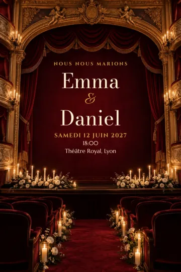 Invitation avec le modèle Opéra aux chandelles