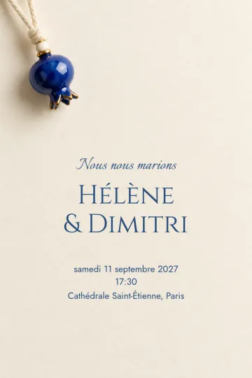 Invitation Mariage, modèle Grenade en céramique