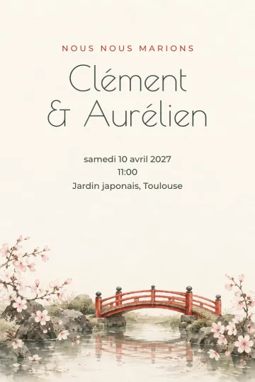Invitation Mariage, modèle Passerelle en fleurs