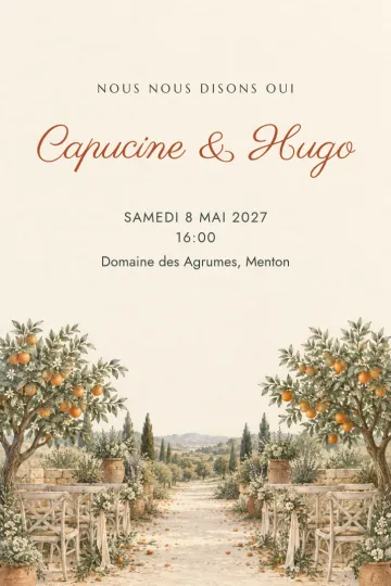 Invitation Mariage, modèle Mariage dans les agrumes