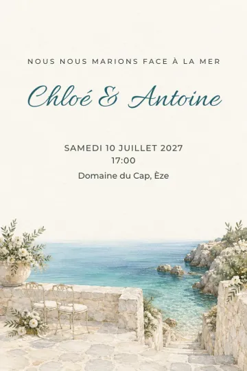 Invitation Mariage, modèle Escalier vers la mer