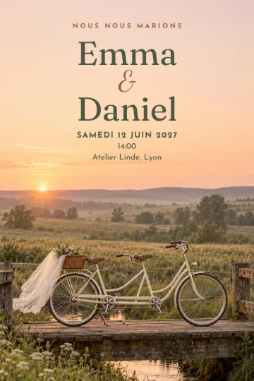 Invitation avec le modèle En tandem à la campagne