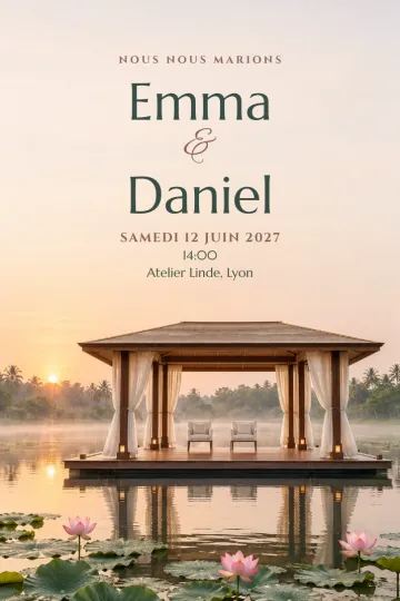 Invitation avec le modèle Pavillon flottant aux lotus