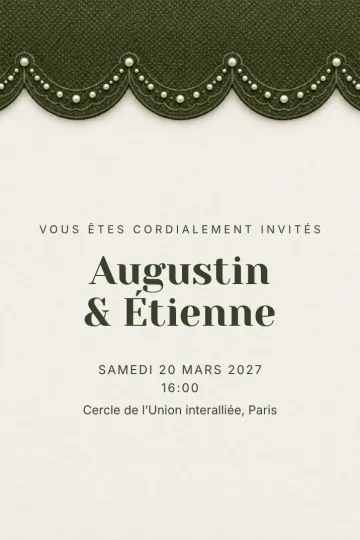 Invitation Mariage, modèle Piqué festonné