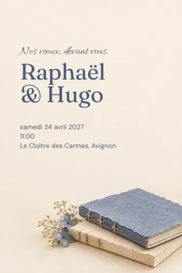 Invitation Mariage, modèle Deux carnets de vœux