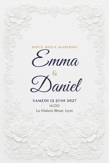 Invitation avec le modèle Dentelle en relief