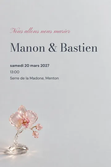 Invitation Mariage, modèle Orchidée de verre