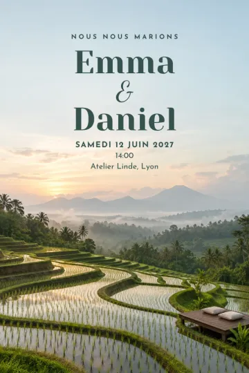 Invitation avec le modèle Vœux dans les rizières