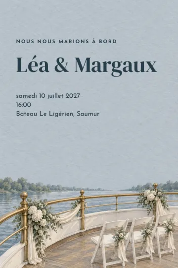 Invitation Mariage, modèle Mariage au fil de l’eau
