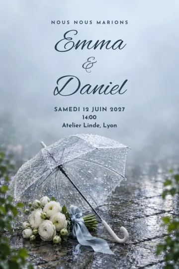 Invitation avec le modèle Oui sous la pluie