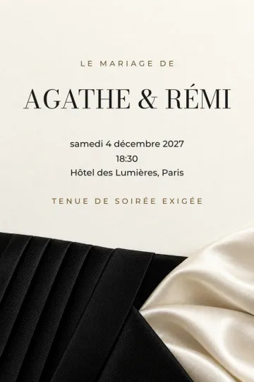 Invitation Mariage, modèle Smoking et satin