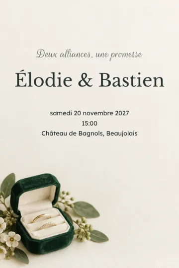 Invitation Mariage, modèle Écrin de velours