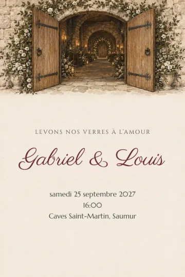 Invitation Mariage, modèle Portes du chai